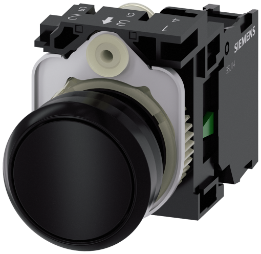 Pushbutton, 22 mm, round, plastic, black, button, 1 NO