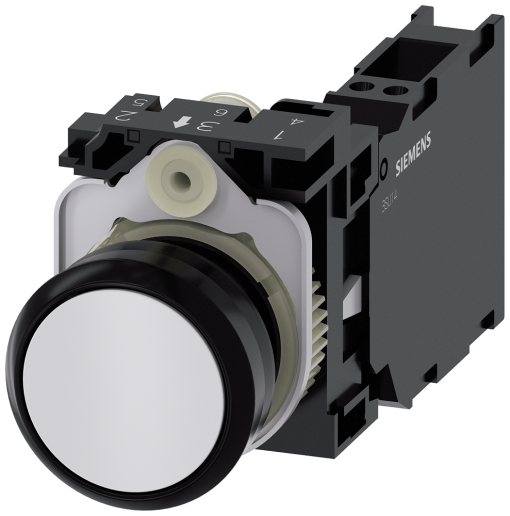 Pushbutton, 22 mm, round, plastic, white, button, 1 NO  1 NC