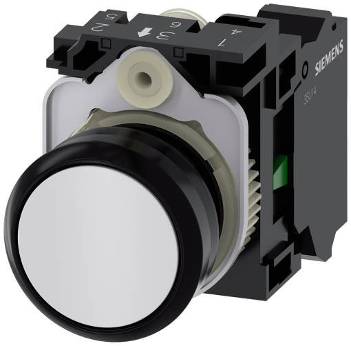 Pushbutton, 22 mm, round, plastic, white, button, 1 NO