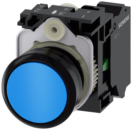 Pushbutton, 22 mm, round, plastic, blue, button, 1 NO