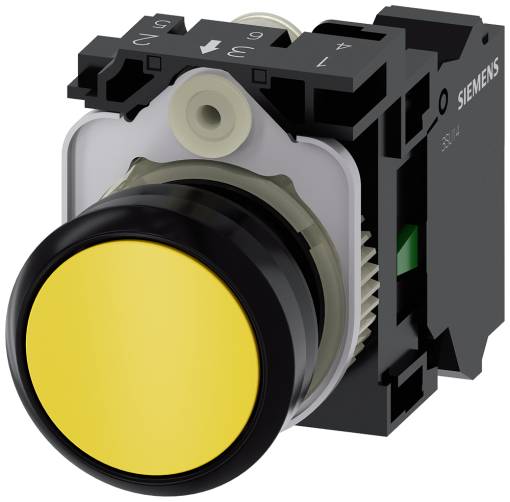 Pushbutton, 22 mm, round, plastic, yellow, button, 1 NO