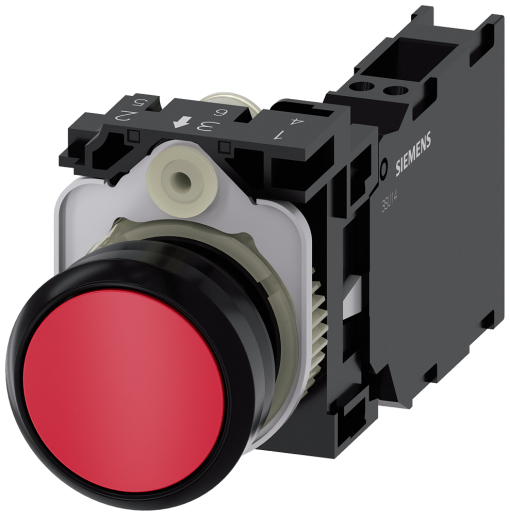 Pushbutton, 22 mm, round, plastic, red, button, 1 NO  1 NC