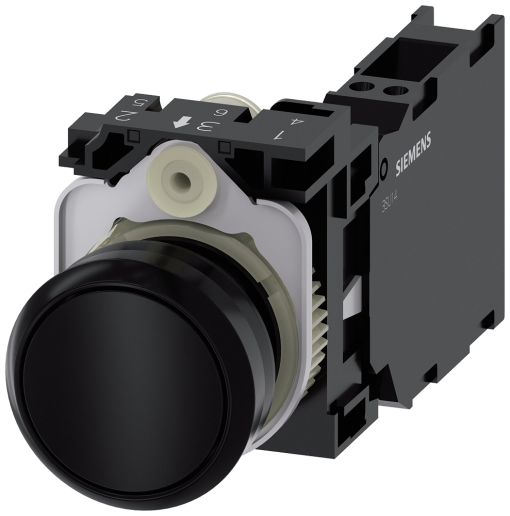 Pushbutton, 22 mm, round, plastic, black, button, 1 NO  1 NC