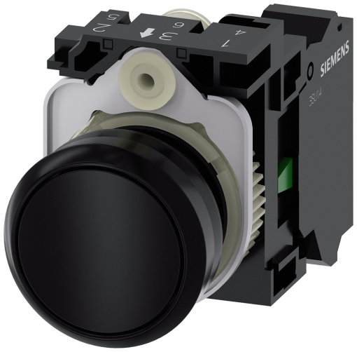 Pushbutton, 22 mm, round, plastic, black, button, 1 NO