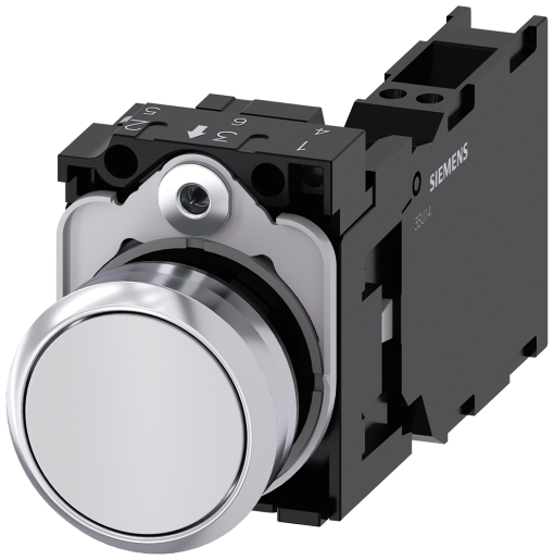 Pushbutton, 22 mm, round, metal, high gloss, white, button, 1 NO  1 NC