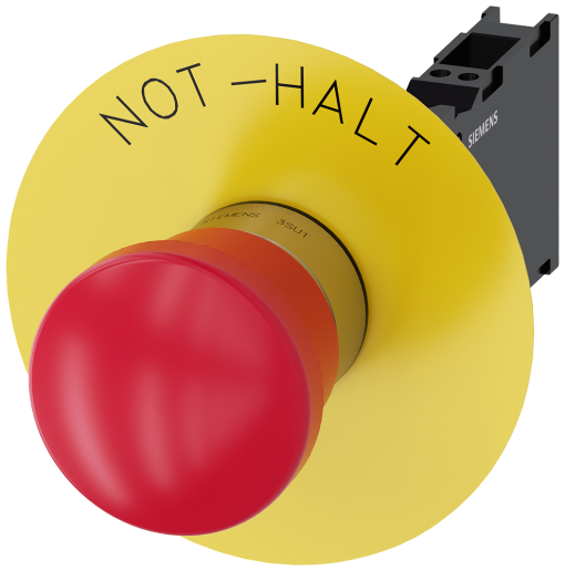 Emergency stop mushroom pushbutton, 22 mm, round, metal, high gloss, red, 1 N...