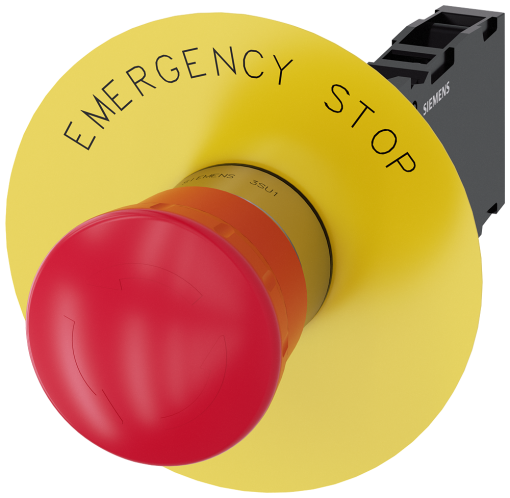 Emergency stop mushroom pushbutton, 22 mm, round, metal, high gloss, red, 1 N...