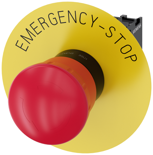 Emergency stop mushroom pushbutton, 22 mm, round, plastic, red, 1 NC