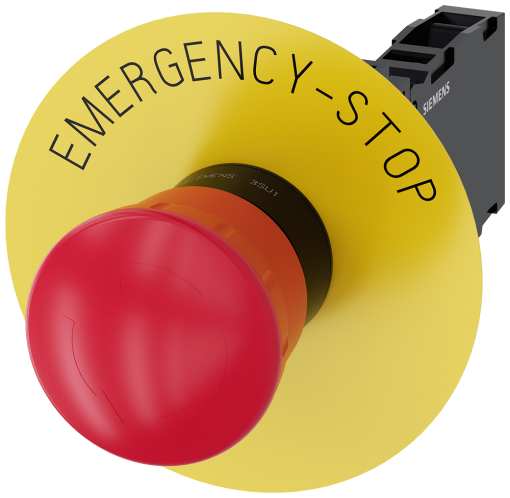 Emergency stop mushroom pushbutton, 22 mm, round, plastic, red, 1 NO  1 NC