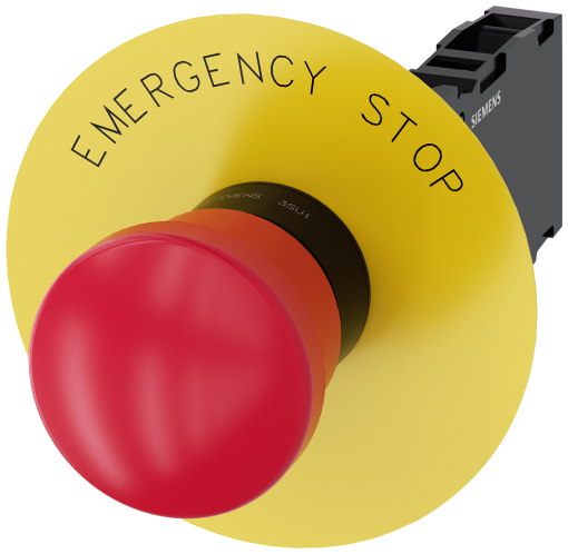 Emergency stop mushroom pushbutton, 22 mm, round, plastic, red, 1 NO  1 NC