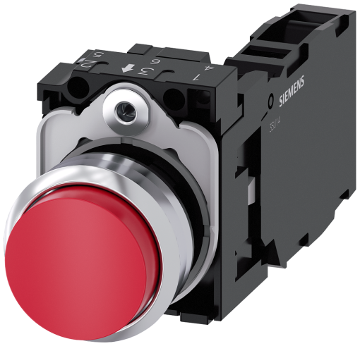 Pushbutton, 22 mm, round, metal, high gloss, red, button, 1 NO  1 NC