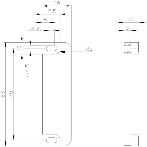 Solenoid, rectangular large 25 x 88 mm for magnetic switch 3SE66.7-2CA0.