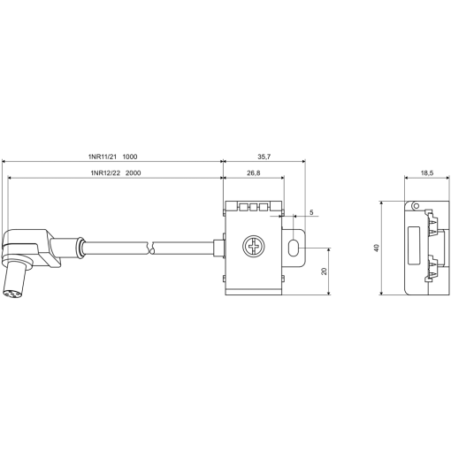 AS-i M12 branch AS-i and U-AUX, 2 m cable with M12 angle plug IP 676869K