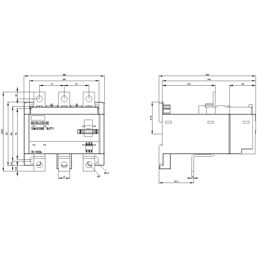 Current measuring module set current 20...200 A width 120 mm busbar connection
