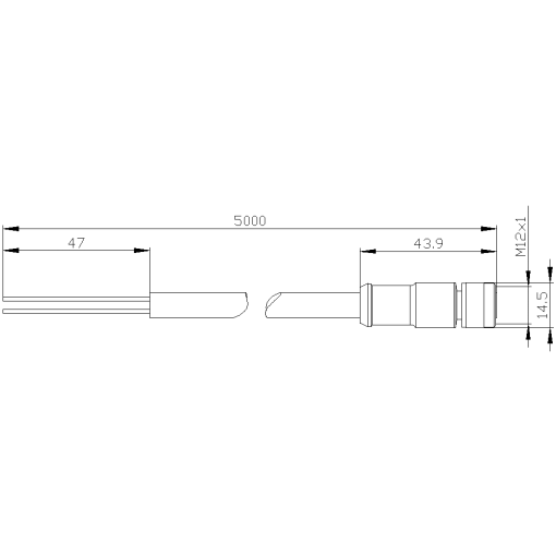 Connection cable with M12 socket 4-pole, 3SE52 with M12 connector 4-pole.