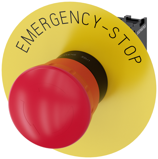 Emergency stop mushroom pushbutton, 22 mm, round, plastic, red, 1 NC, 1 NC
