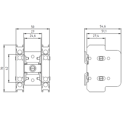 Auxiliary switch 2 NO2 NC, left