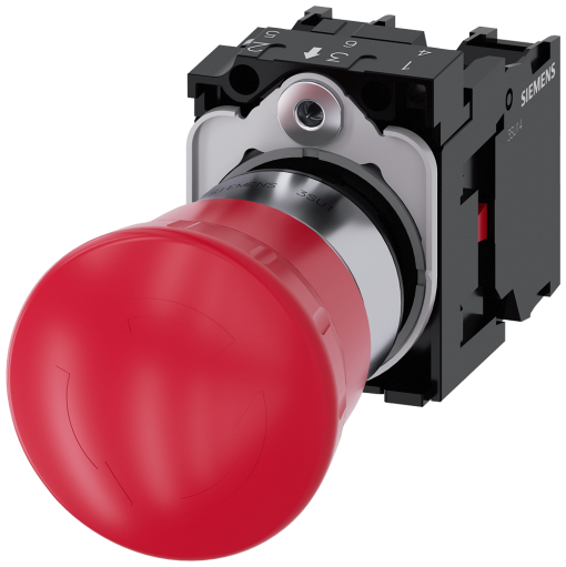 Emergency stop mushroom pushbutton, 22 mm, round, metal, high gloss, red, 1 N...