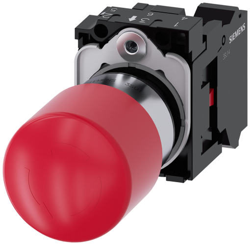 EMERGENCY STOP mushroom pushbutton, 22 mm, round, metal, red, 1 NC, spring-lo...