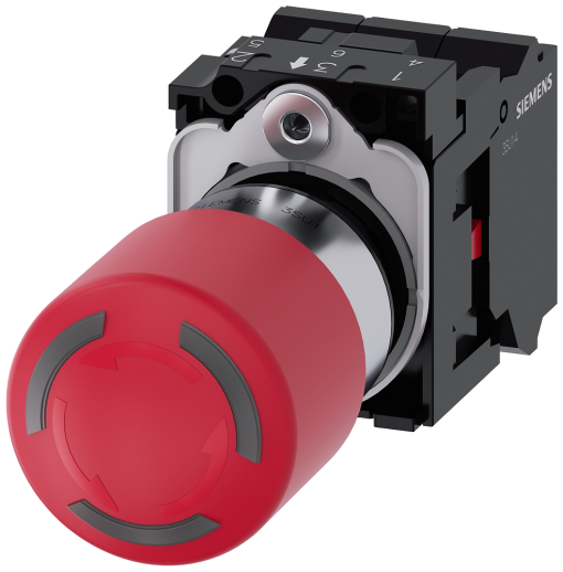 EMERGENCY STOP mushroom pushbutton, can be illuminated, 22 mm, round, metal, ...