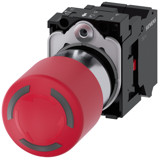 EMERGENCY STOP mushroom pushbutton, can be illuminated, 22 mm, round, metal, ...