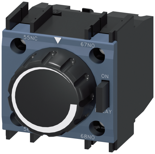 Pneumatic timing relay block, ON-delay 1-30s, 1NO1NC for motor contactors, S0