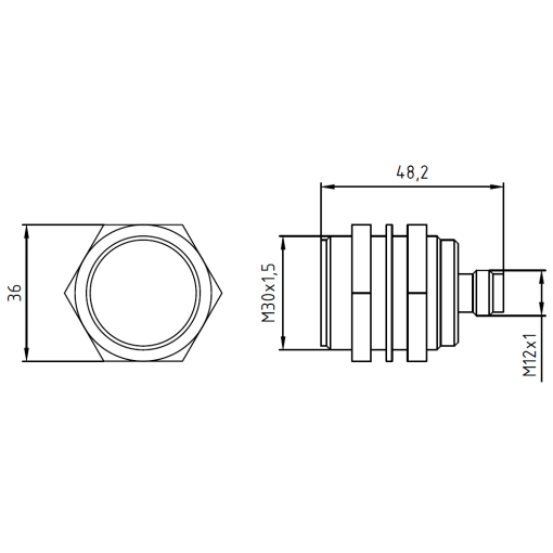 Magnetic switch contact block round M30 contact elements 1 NC1 NO M12 connec...