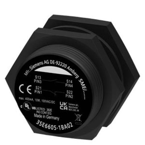 Magnetic switch contact block round M30 contact elements 1 NC1 NO M12 connec...