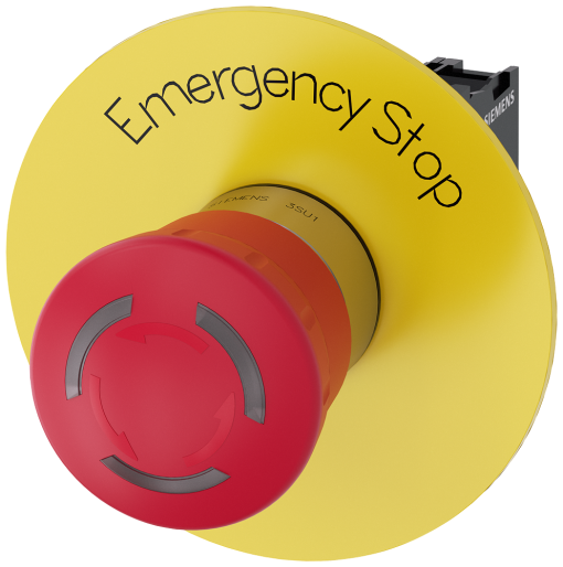 EMERGENCY STOP mushroom pushbutton, illuminable, 22 mm, round, metal, high gl...