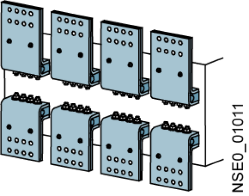 Fixed-mounted circuit breaker, size II, front connections at top double hole ...