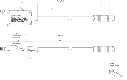 SIMATIC HMI Connecting cable 10 m For KTP Mobile
