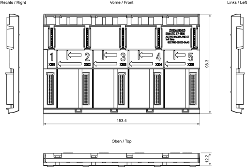 SIMATIC S7-1500  ET 200MP active backplane bus 4 slots for inserting S7-1500...