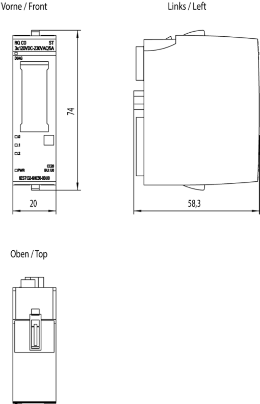 SIMATIC ET 200SP RQ 3x120VDC-230VAC5A CO ST changeover contact, isolated