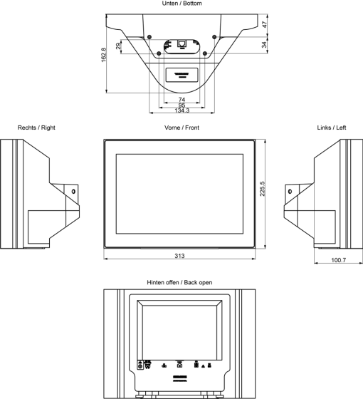 SIMATIC IPC IFP1200 V2 PRO 12" multi-touch, extended, support arm, extension ...