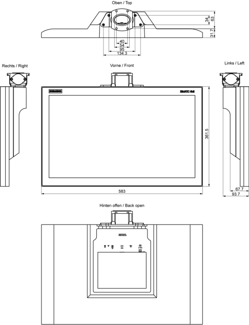 SIMATIC IPC IFP2400 V2 PRO 24" multi-touch, extended, support arm