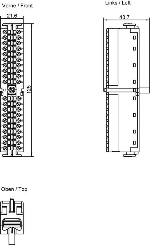 SIMATIC S7-300 Front connector 40-pin, screw terminal