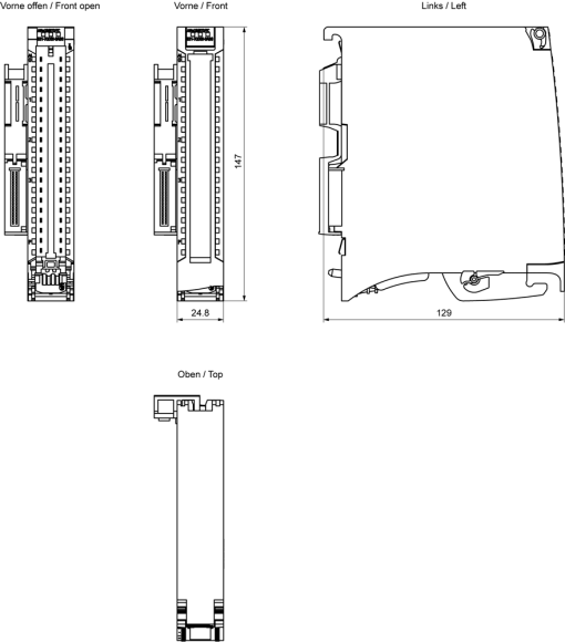 SIMATIC S7-1500 AI 4xUIRTDTC ST 25 mm Incl. front connector push-in, power...