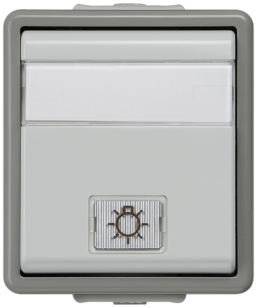 DELTA fläche IP44 surface-m. two-way switch with window, labeling field and L...