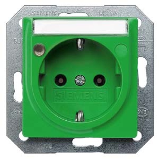 DELTA i-system socket outlet with labeling field and status indicator, green ...