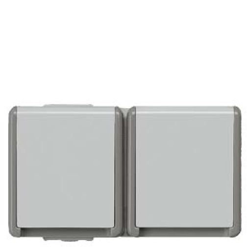 DELTA fläche IP44, surface-m. SCHUKO socket outlet, double horizontal with in...