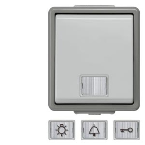 DELTA fläche IP44 surface-m. pushbutton with white window and LED insert, 1-p...
