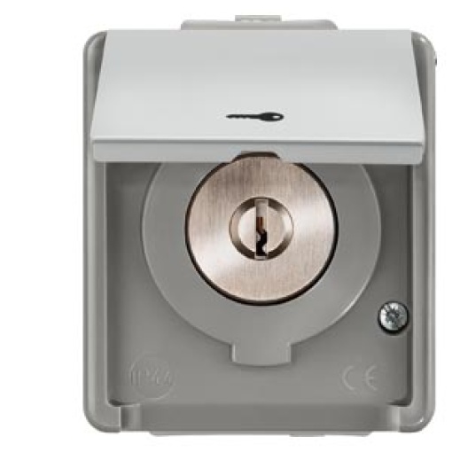 DELTA fläche IP44 surface-m. shutterblind key-operated switch with hinged li...