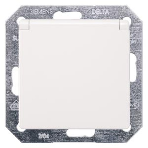 DELTA i-system socket outlet with hinged lid and incr. touch protection, alum...
