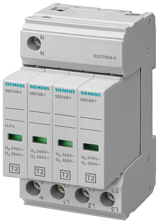 Surge arrester type 2, requirement class C, UC 350 V protective modules