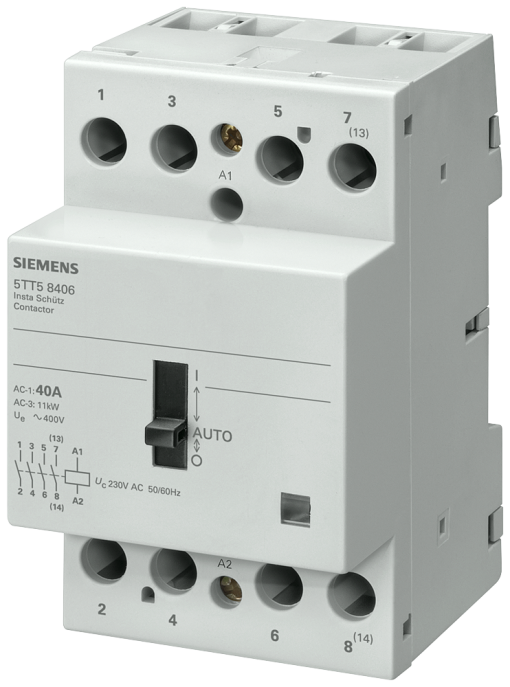 Insta contactor, 01Automatic with 3 NO contacts and 1 NC, contact for 230 V AC