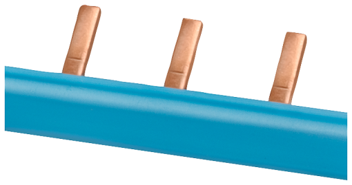Pin busbar, 1-phase 10 mm², 13 pins, insulation blue