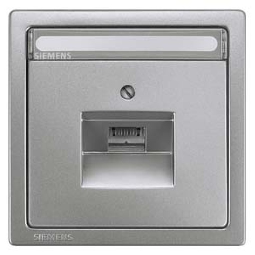 DELTA style cover plate for UAE connection socket with labeling field, platin...