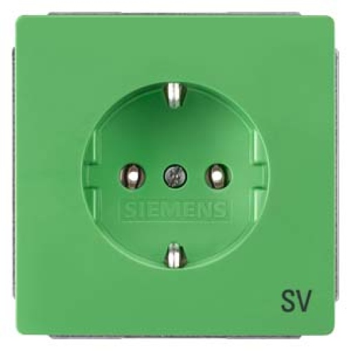DELTA style socket outlet with "SV" inscription, green