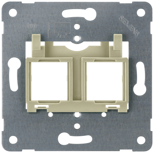 Support plate for modular jacks for mounting up to 2 connectors, beige insert