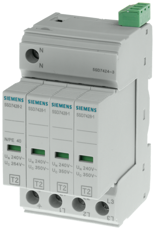 Surge arrester type 2, UN 240400 V, UC 350264 V AC, protective modules